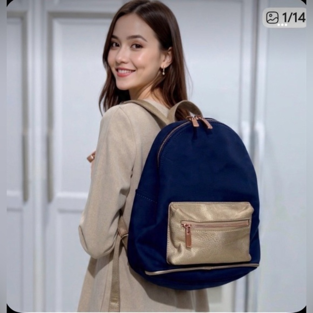 Neiman Marcus Blue and Gold Backpack